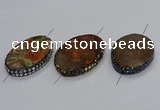 NGC1763 40*60mm oval ocean agate connectors wholesale