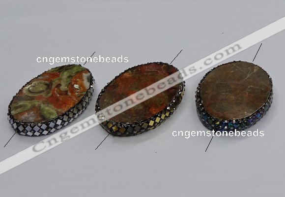 NGC1763 40*60mm oval ocean agate connectors wholesale