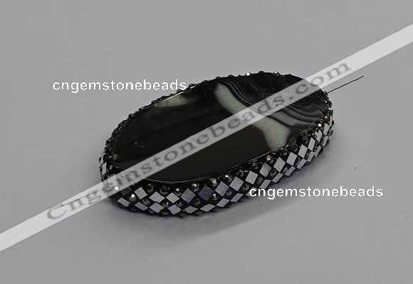 NGC1780 35*55mm oval agate gemstone connectors wholesale