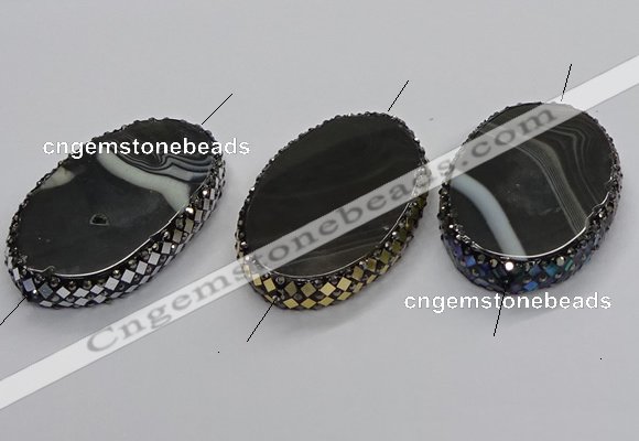 NGC1783 35*55mm oval agate gemstone connectors wholesale