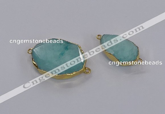 NGC1815 18*25mm - 25*30mm faceted freeform blue sponge quartz connectors