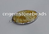 NGC1820 35*50mm oval agate gemstone connectors wholesale