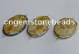 NGC1823 35*50mm oval agate gemstone connectors wholesale