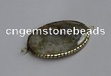 NGC1826 35*50mm oval agate gemstone connectors wholesale