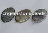 NGC1828 35*50mm oval agate gemstone connectors wholesale