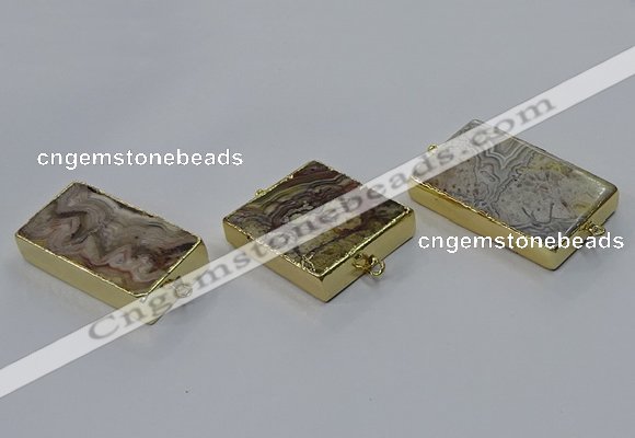 NGC1847 20*40mm - 30*45mm rectangle crazy lace agate connectors