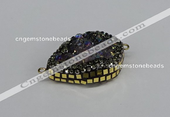 NGC1851 22*30mm - 25*35mm flat teardrop plated druzy amethyst connectors