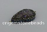 NGC1852 22*30mm - 25*35mm flat teardrop plated druzy amethyst connectors