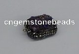 NGC1857 15*35mm - 22*30mm rectangle plated druzy amethyst connectors