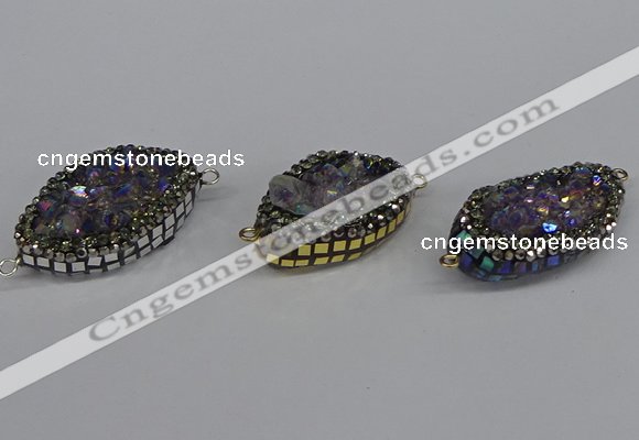 NGC1863 20*30mm - 22*35mm marquise plated druzy amethyst connectors