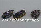 NGC1865 15*30mm - 25*35mm freeform plated druzy amethyst connectors