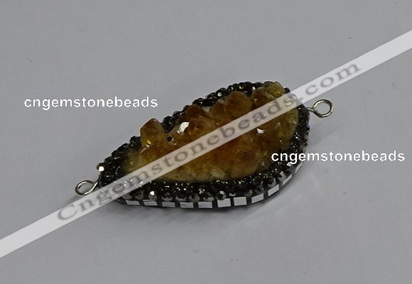 NGC1870 22*35mm - 25*40mm freeform druzy citrine connectors