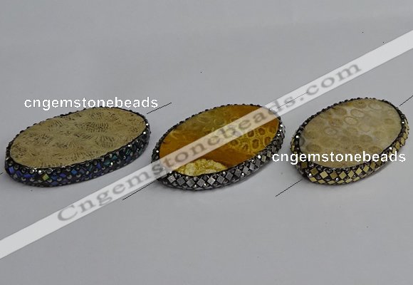 NGC1878 30*50mm - 30*55mm oval fossil coral connectors
