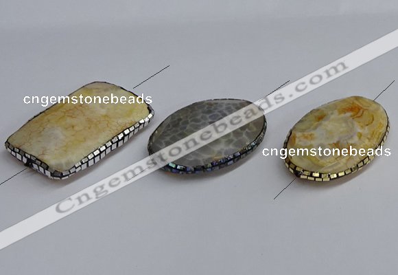 NGC1889 30*40mm - 30*45mm freeform agate gemstone connectors