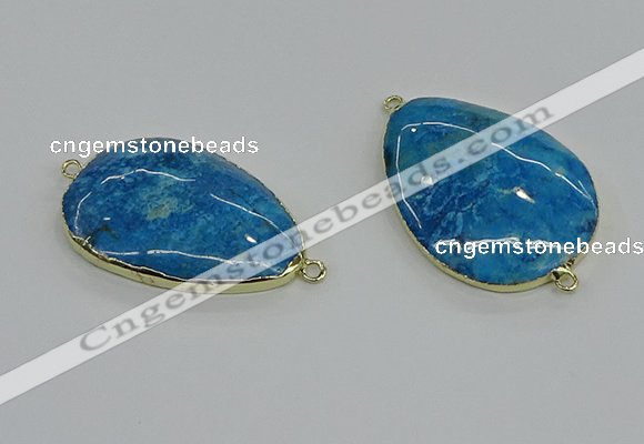 NGC1916 25*30mm - 30*40mm flat teardrop fossil coral connectors