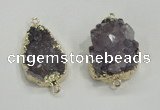 NGC196 20*28mm - 25*30mm freeform druzy amethyst connectors