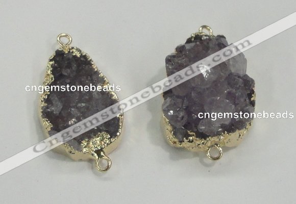 NGC196 20*28mm - 25*30mm freeform druzy amethyst connectors