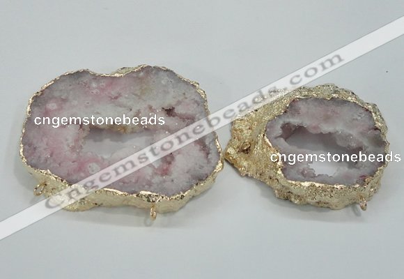 NGC202 50*60mm - 55*75mm freeform druzy agate connectors