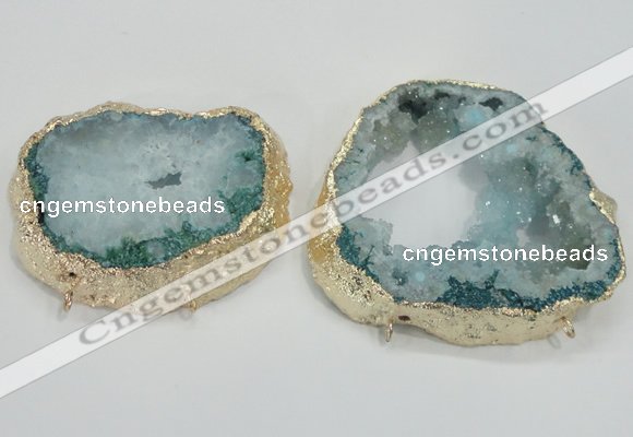 NGC203 50*60mm - 55*75mm freeform druzy agate connectors
