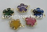 NGC218 24mm - 25mm flower agate gemstone connectors wholesale