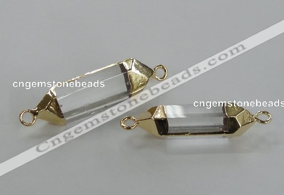 NGC227 10*35mm - 8*40mm faceted nuggets white crystal connectors