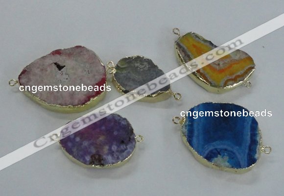 NGC248 20*30mm - 30*45mm freeform druzy agate connectors