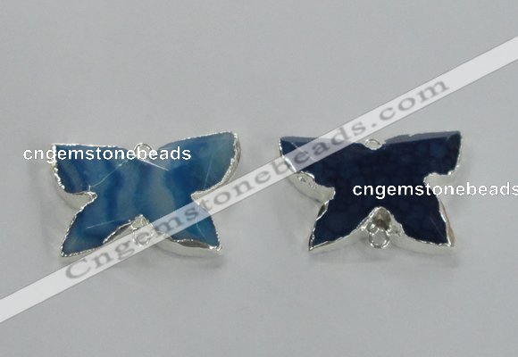 NGC250 22*30mm carved butterfly agate connectors wholesale