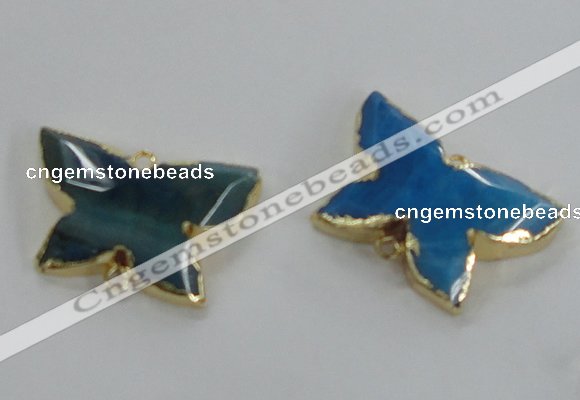 NGC255 22*30mm carved butterfly agate connectors wholesale