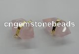 NGC260 18*30mm - 20*35mm faceted nuggets rose quartz connectors