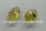 NGC261 18*30mm - 20*35mm faceted nuggets lemon quartz connectors