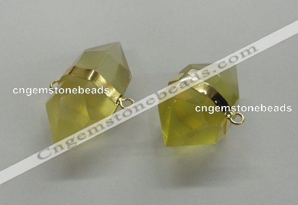 NGC261 18*30mm - 20*35mm faceted nuggets lemon quartz connectors