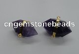 NGC262 18*30mm - 20*35mm faceted nuggets amethyst connectors