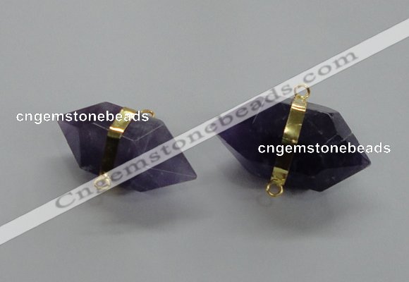 NGC262 18*30mm - 20*35mm faceted nuggets amethyst connectors