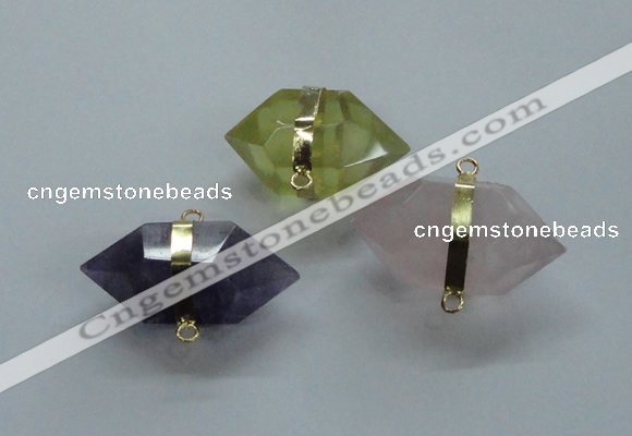 NGC263 18*30mm - 20*35mm faceted nuggets mixed quartz connectors