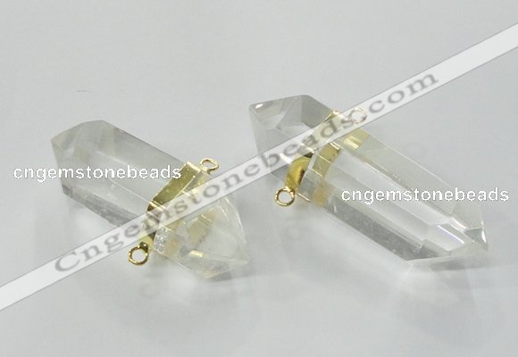 NGC266 15*45mm - 18*50mm faceted nuggets white crystal connectors