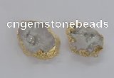 NGC267 35*45mm - 40*50mm freeform plated druzy agate connectors