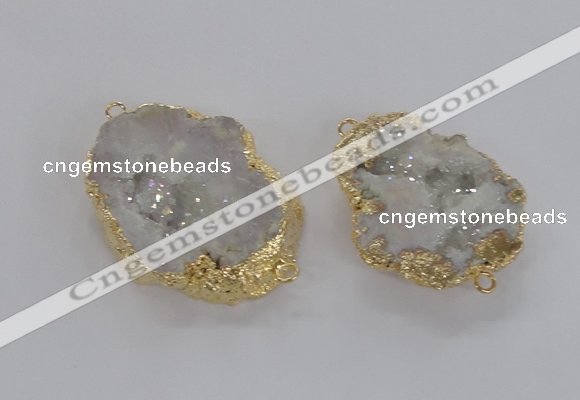 NGC267 35*45mm - 40*50mm freeform plated druzy agate connectors
