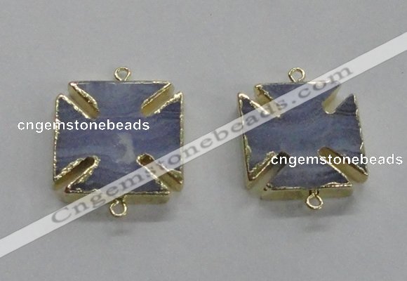 NGC275 26*26mm - 28*28mm blue lace agate gemstone connectors