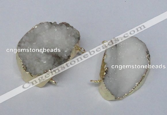 NGC282 22*35mm - 25*40mm freeform druzy agate connectors