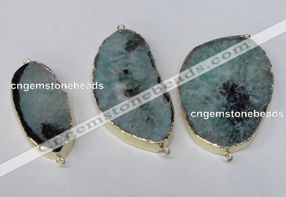 NGC283 22*45mm - 40*55mm freeform druzy agate connectors