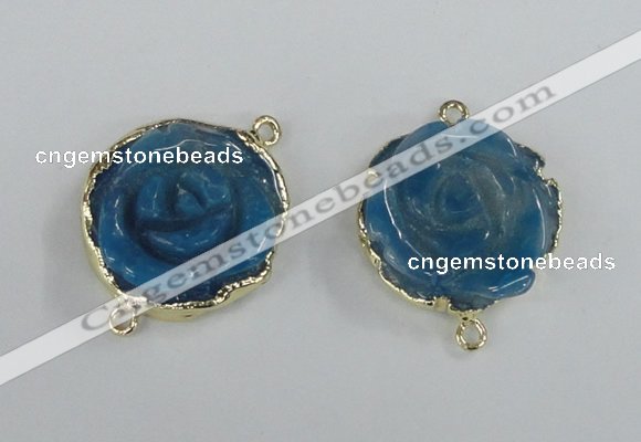 NGC290 23*25mm - 26*28mm carved flower agate gemstone connectors