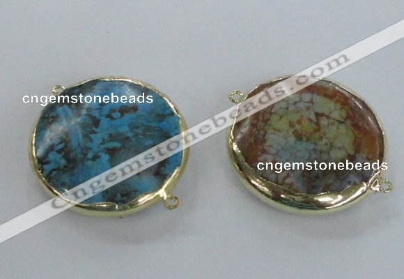 NGC300 35mm flat round agate gemstone connectors wholesale