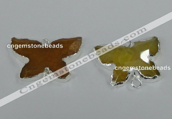 NGC308 22*30mm carved butterfly agate gemstone connectors