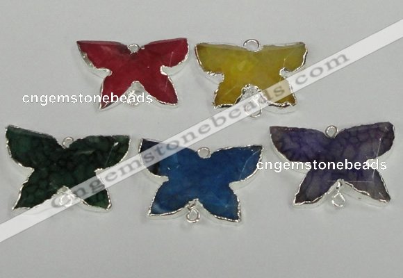 NGC312 22*30mm carved butterfly agate gemstone connectors