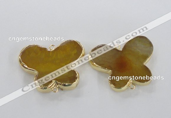 NGC316 30*38mm butterfly agate gemstone connectors wholesale