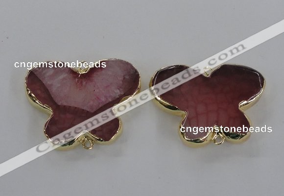 NGC317 30*38mm butterfly agate gemstone connectors wholesale