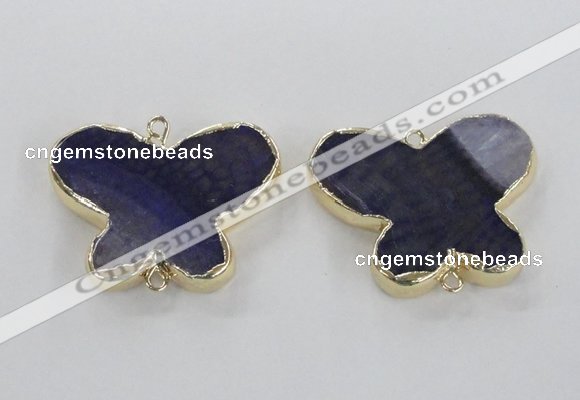 NGC318 30*38mm butterfly agate gemstone connectors wholesale