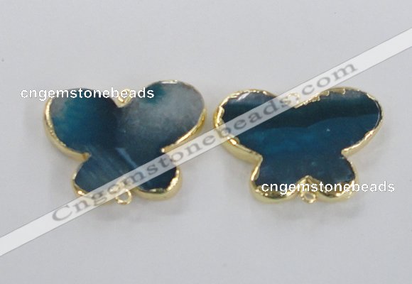 NGC319 30*38mm butterfly agate gemstone connectors wholesale