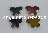 NGC320 30*38mm butterfly agate gemstone connectors wholesale