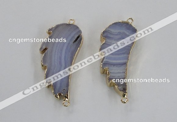 NGC322 16*35mm - 18*38mm wing-shaped agate gemstone connectors